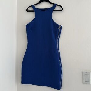 Mango Cobalt Blue bodycon dress with zipper detail size XS